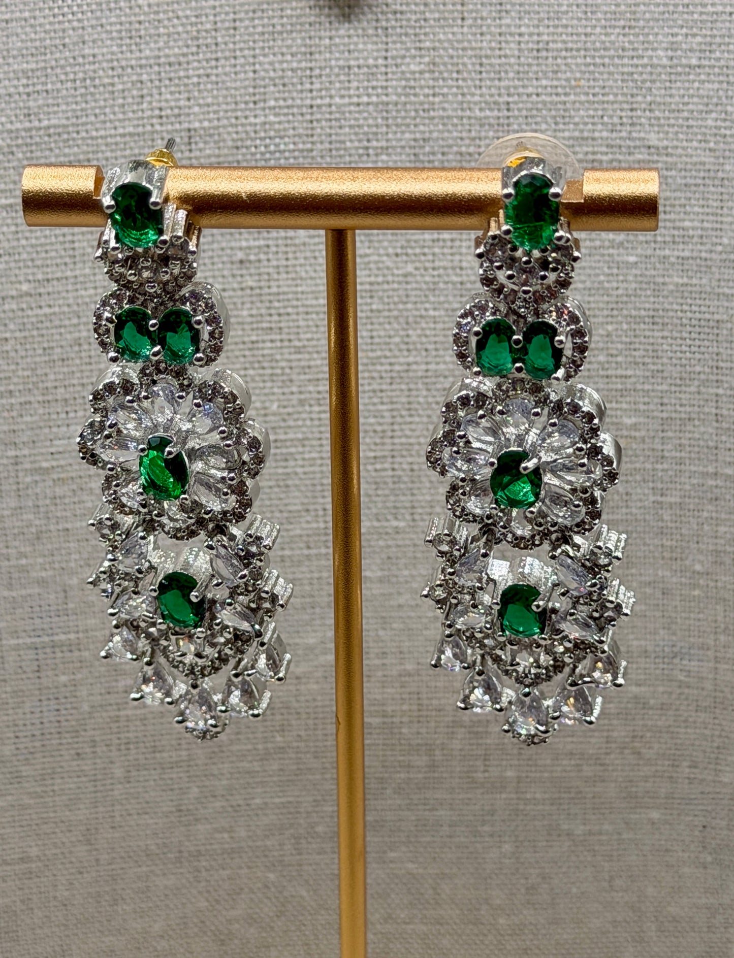 Rani Green Statement AD Necklace Set