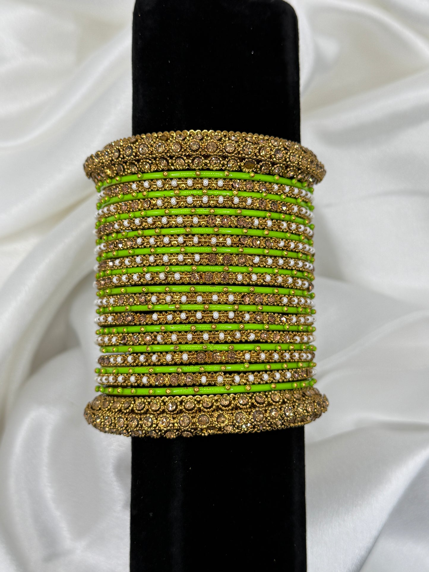 Lime Green Metal Bangles Set