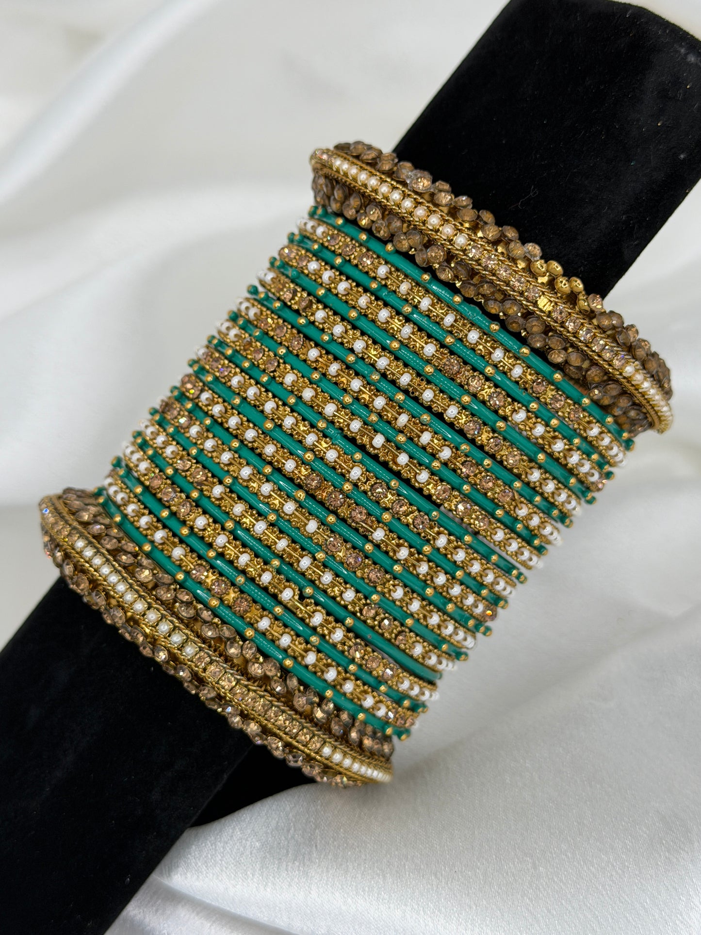 Teal Green Metal Bangles Set