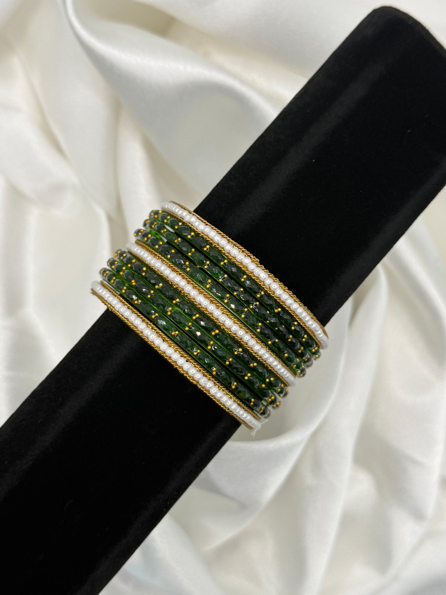 Pearl Rain Glass Bangles Set