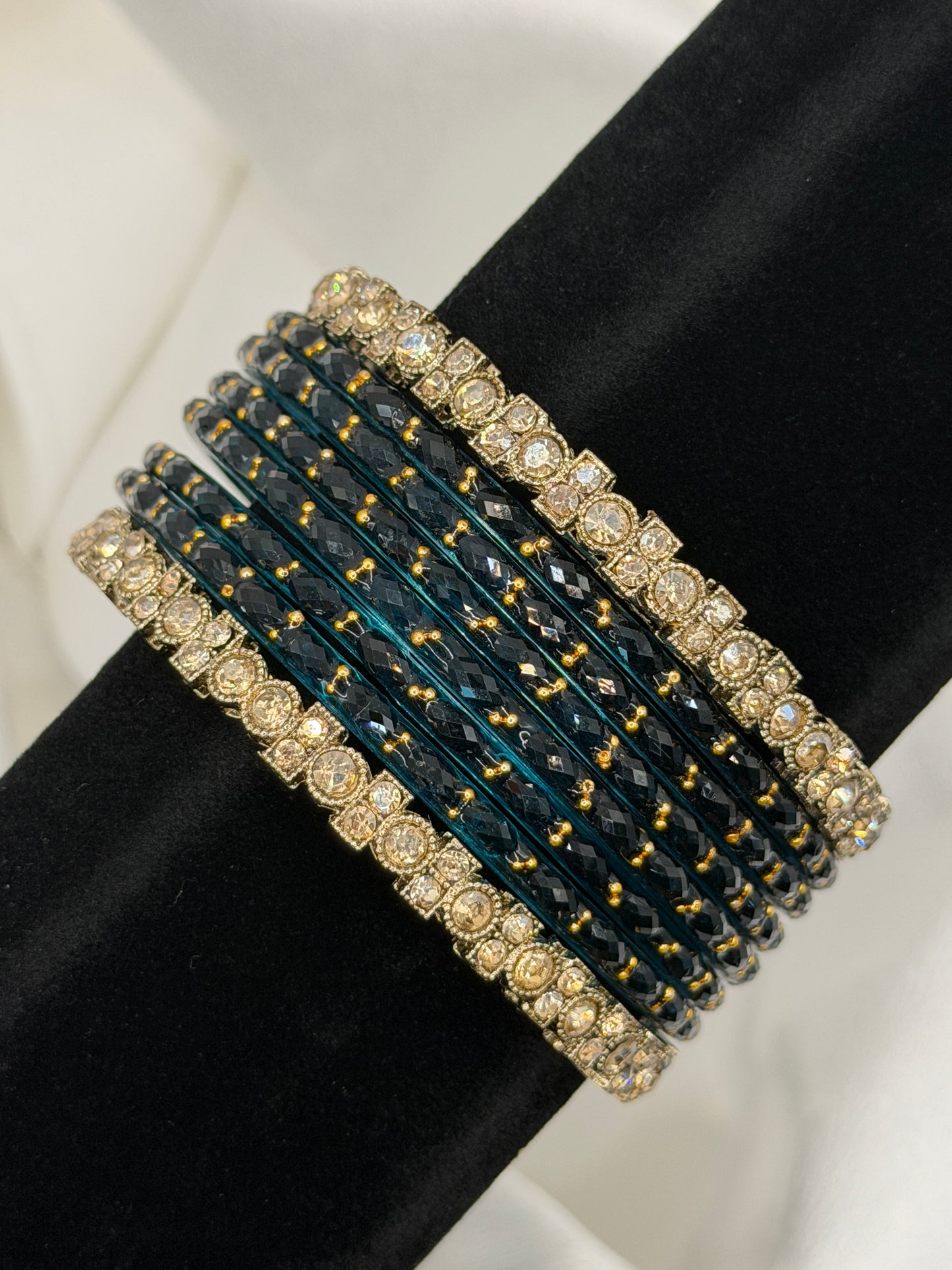 Spark Rain Glass Bangles Set