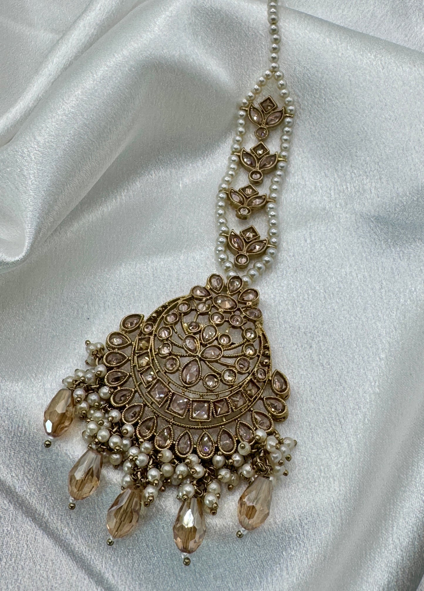 Golden Polki Statement Earring Tikka Set