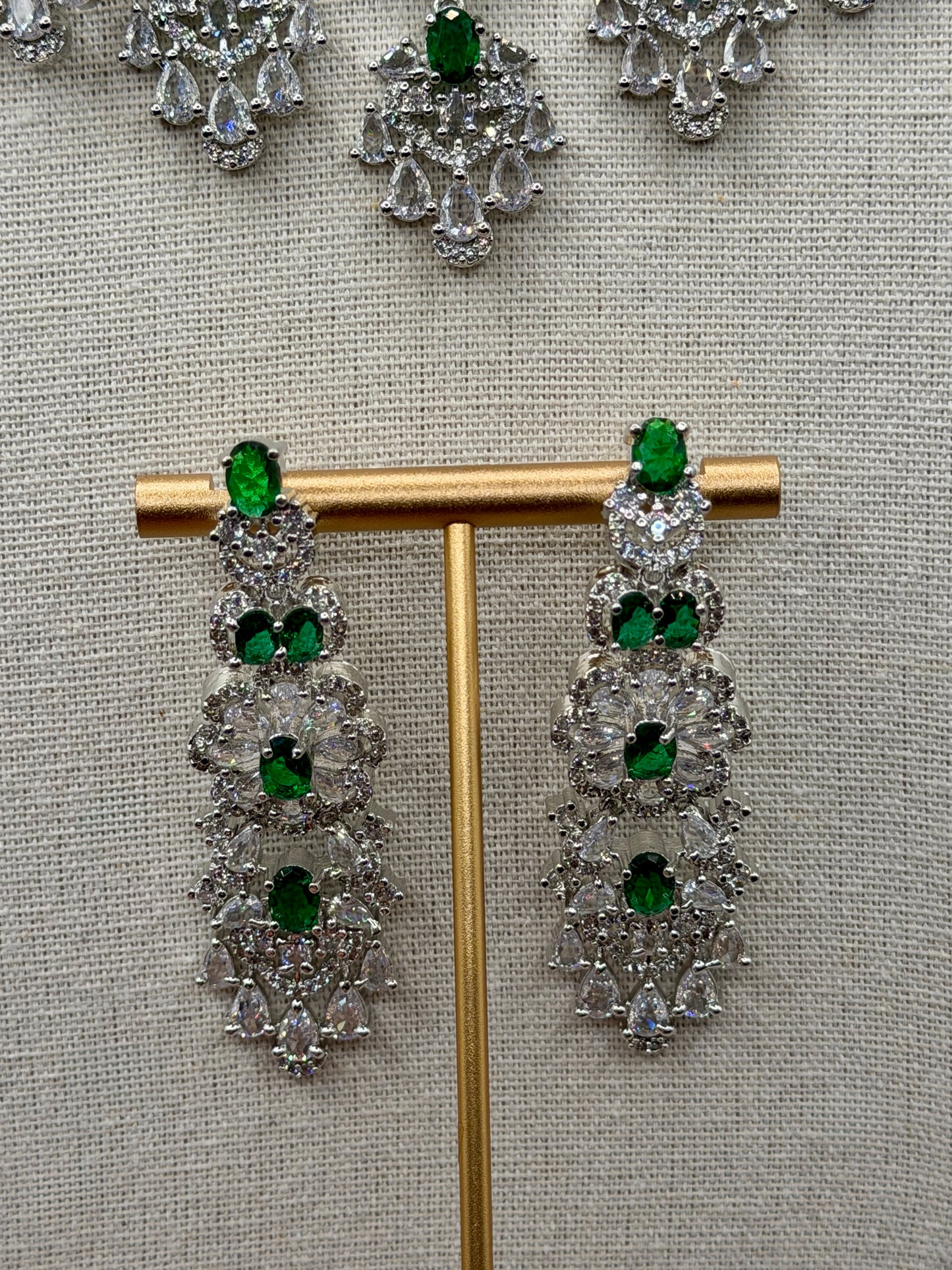 Rani Green Statement AD Necklace Set