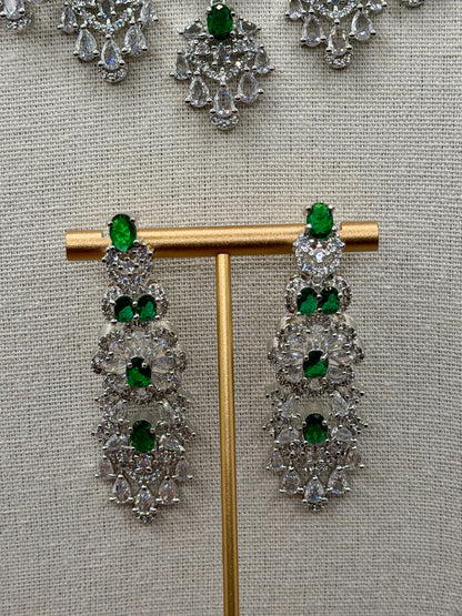 Rani Green Statement AD Necklace Set