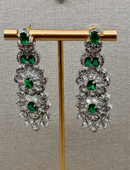 Rani Green Statement AD Necklace Set