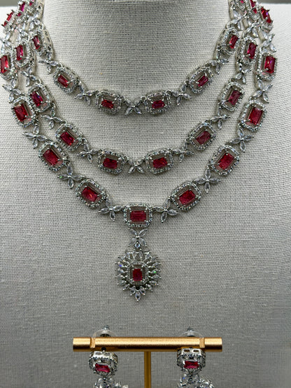 Dua Triple Layer AD Necklace Set