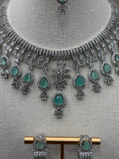 Priya Mint AD Necklace Set
