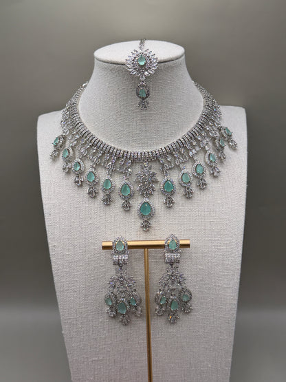 Priya Mint AD Necklace Set