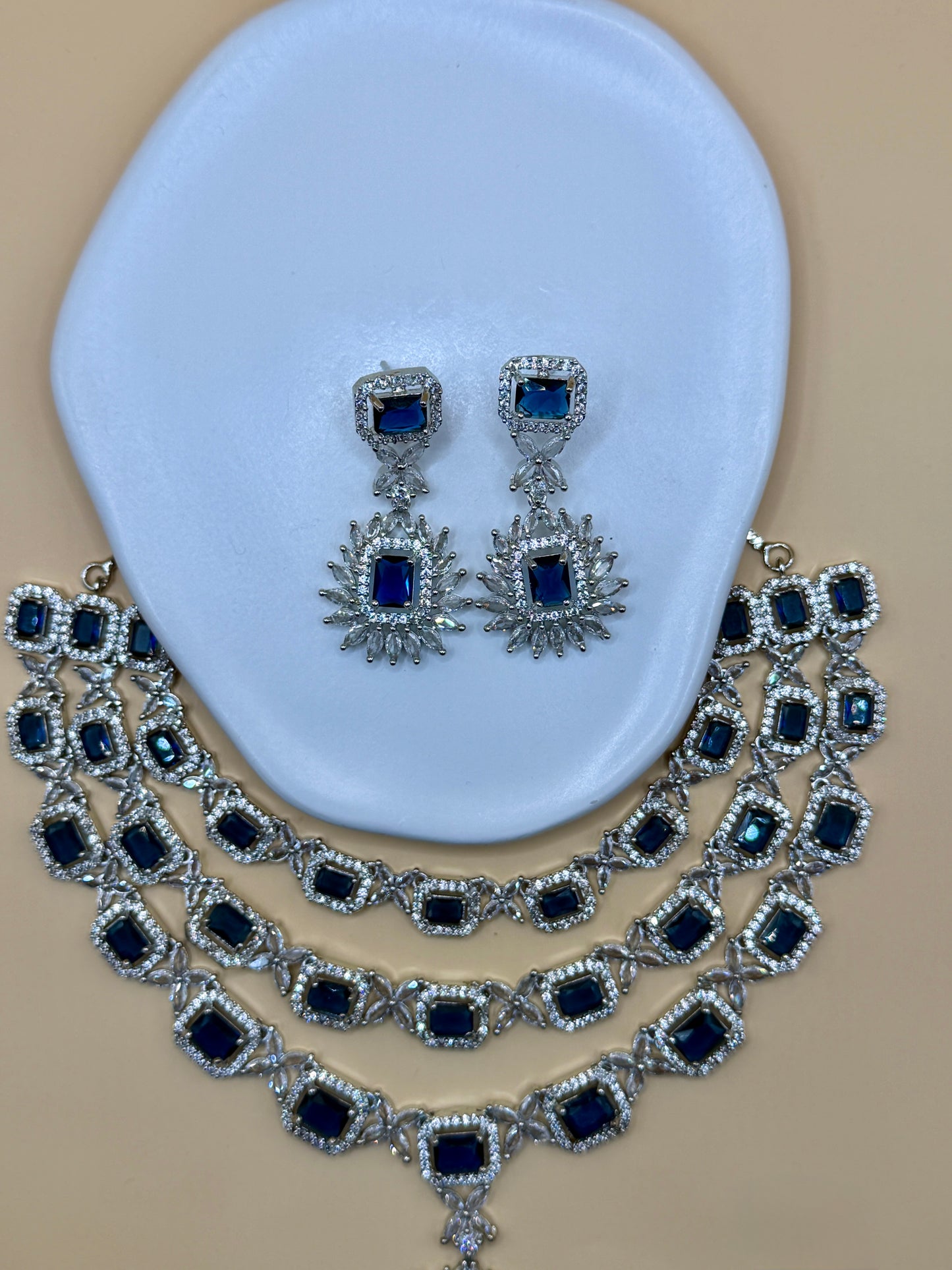 Dua Triple Layer AD Necklace Set