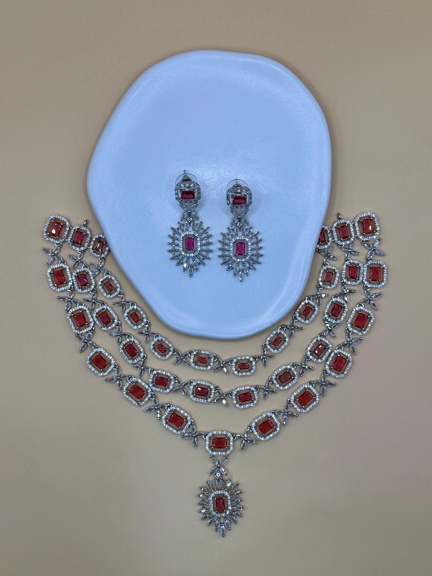 Dua Triple Layer AD Necklace Set