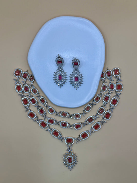 Dua Triple Layer AD Necklace Set