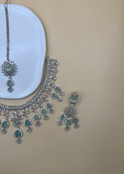 Priya Mint AD Necklace Set