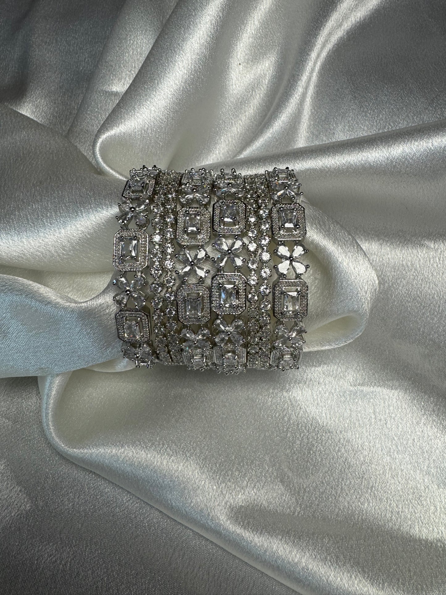 Statement Double Kada AD Bangles Set