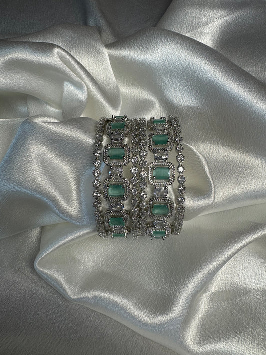 Statement Oval AD Bangles Set