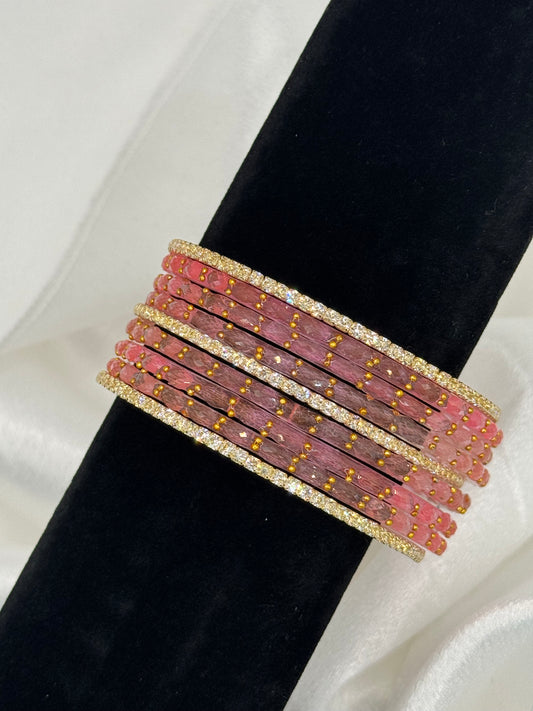 Crystal Rain Glass Bangles Set