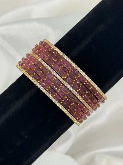 Crystal Rain Glass Bangles Set