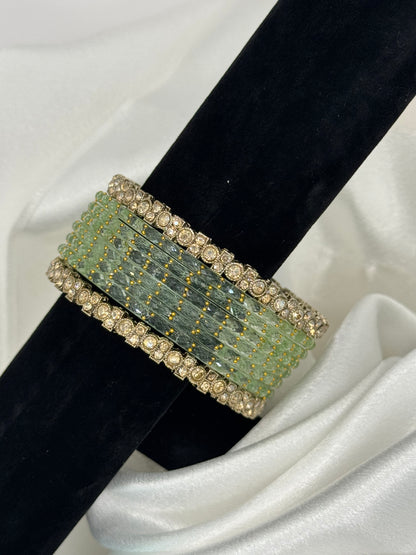 Spark Rain Glass Bangles Set