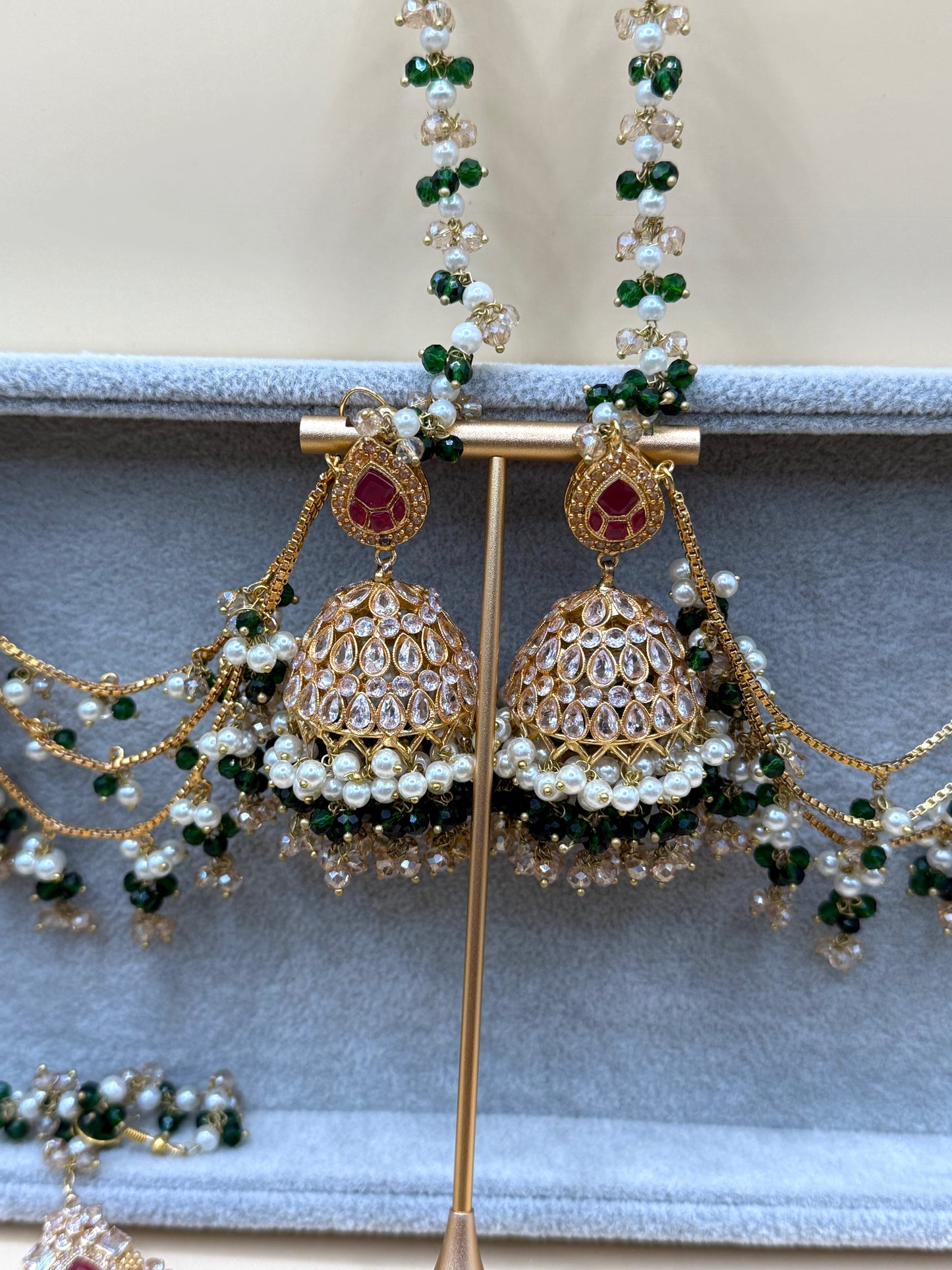 Zircon Double Sahara Jhumka w/tikka