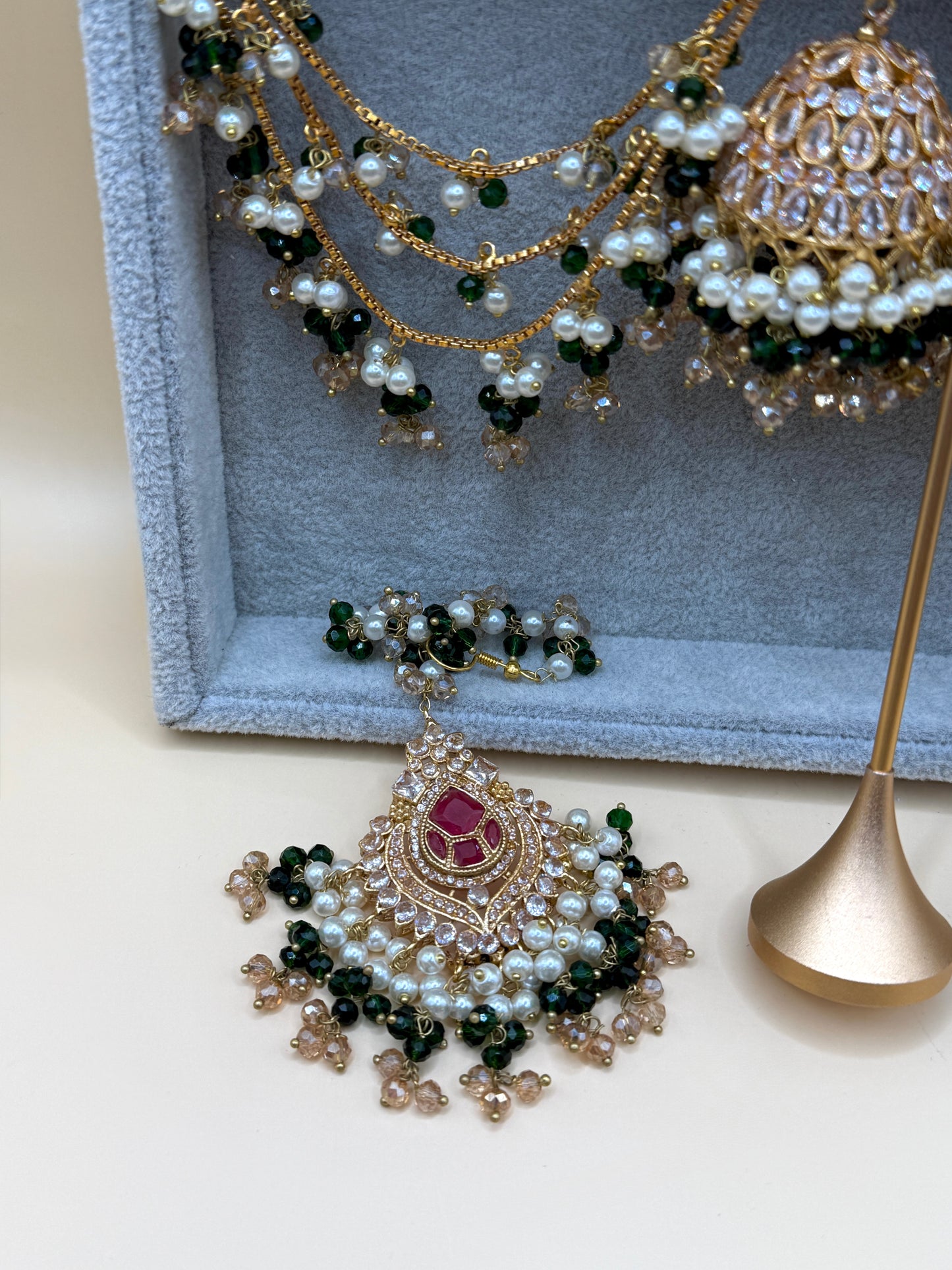 Zircon Double Sahara Jhumka w/tikka