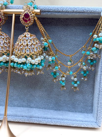 Zircon Double Sahara Jhumka w/tikka
