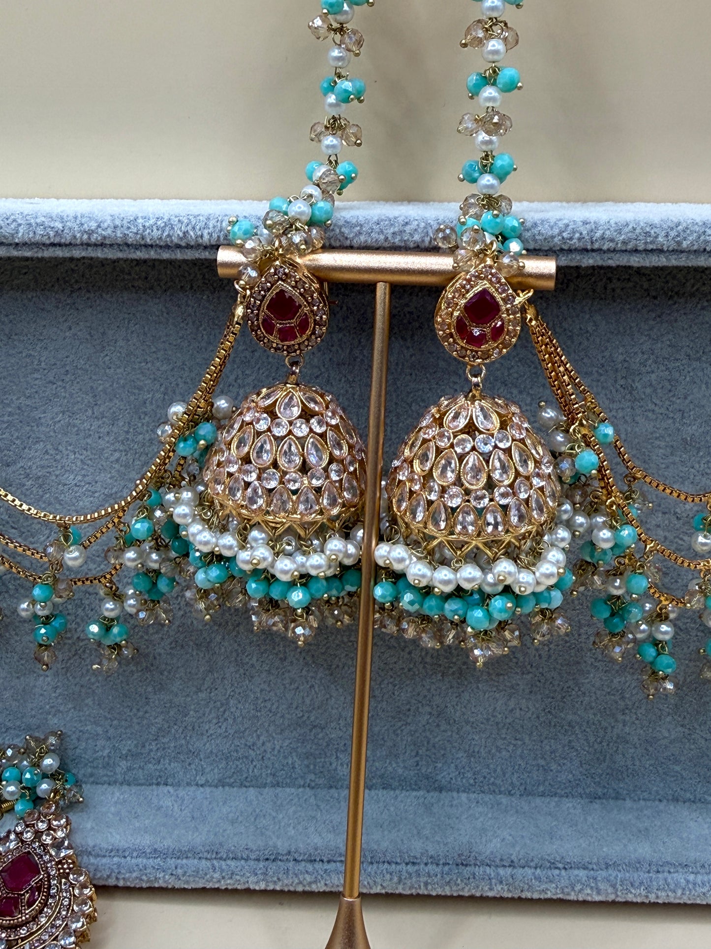 Zircon Double Sahara Jhumka w/tikka