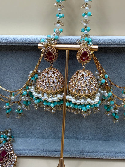 Zircon Double Sahara Jhumka w/tikka