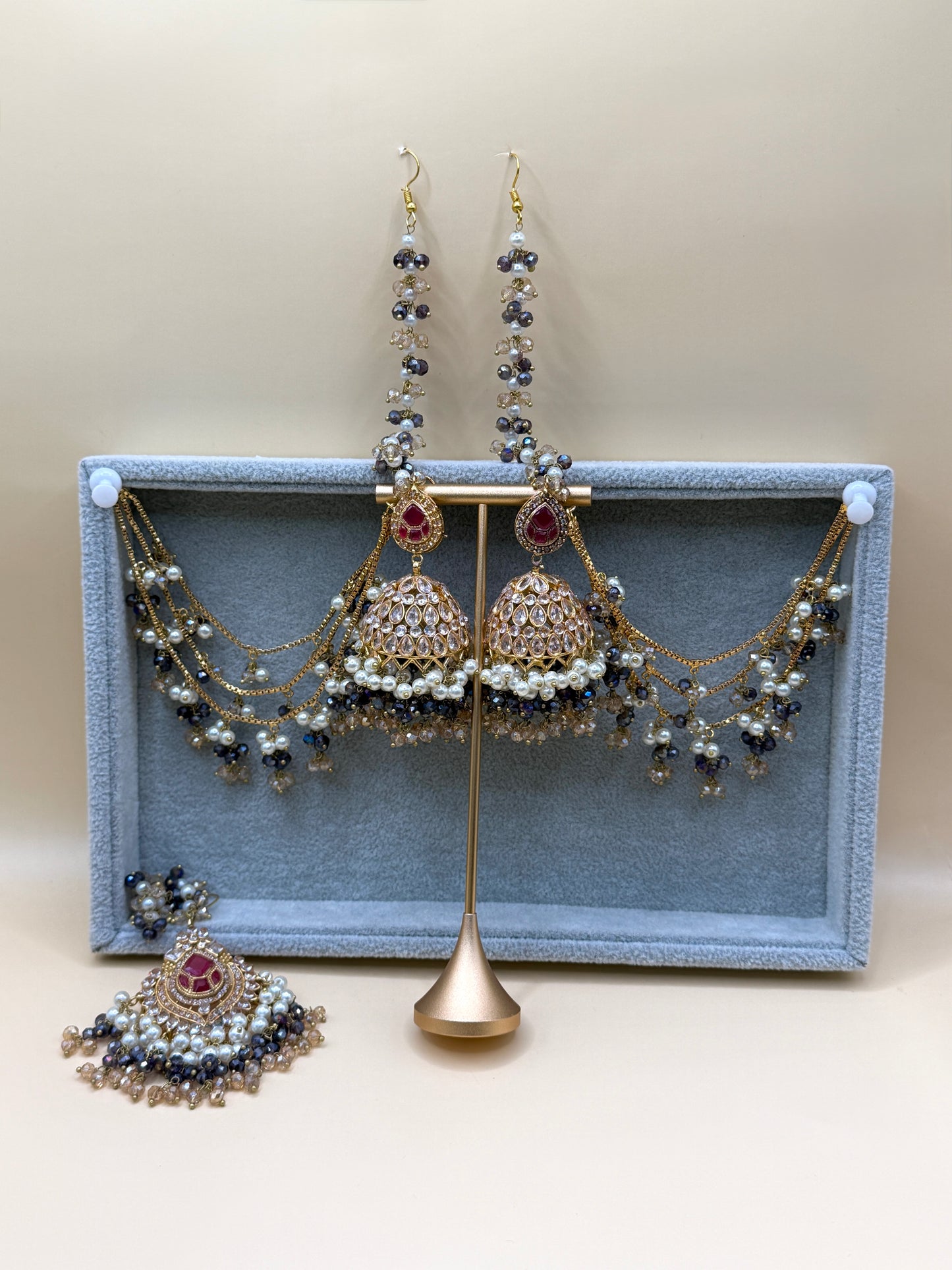 Zircon Double Sahara Jhumka w/tikka