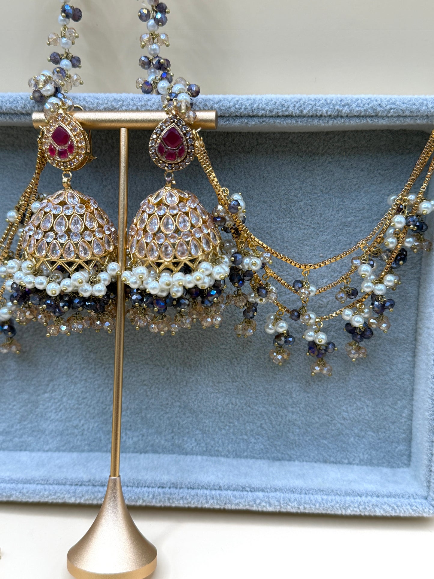 Zircon Double Sahara Jhumka w/tikka