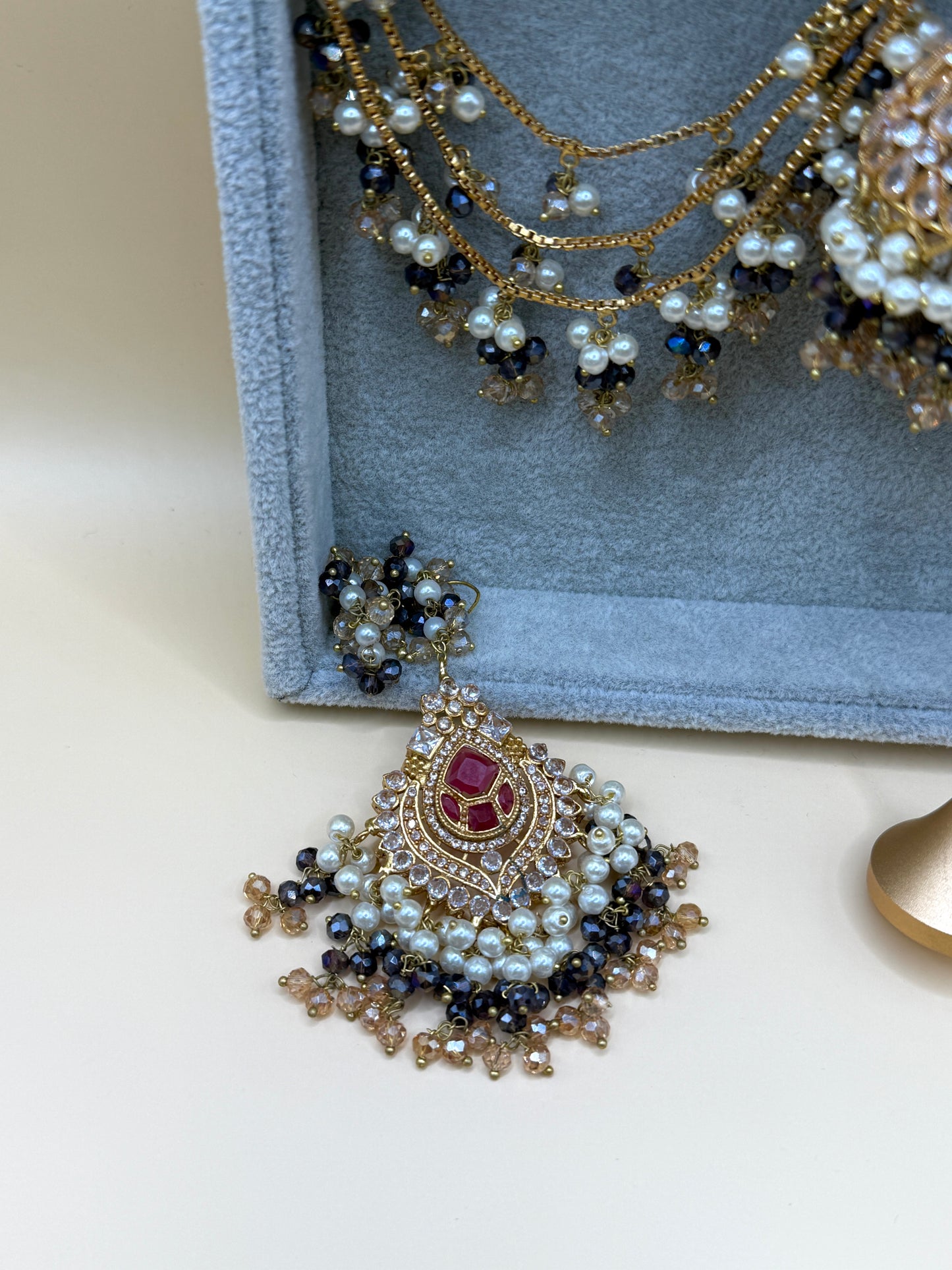 Zircon Double Sahara Jhumka w/tikka