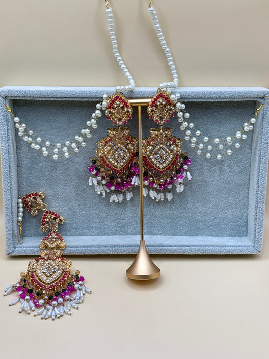 Priya Double Sahara Earrings w/tikka