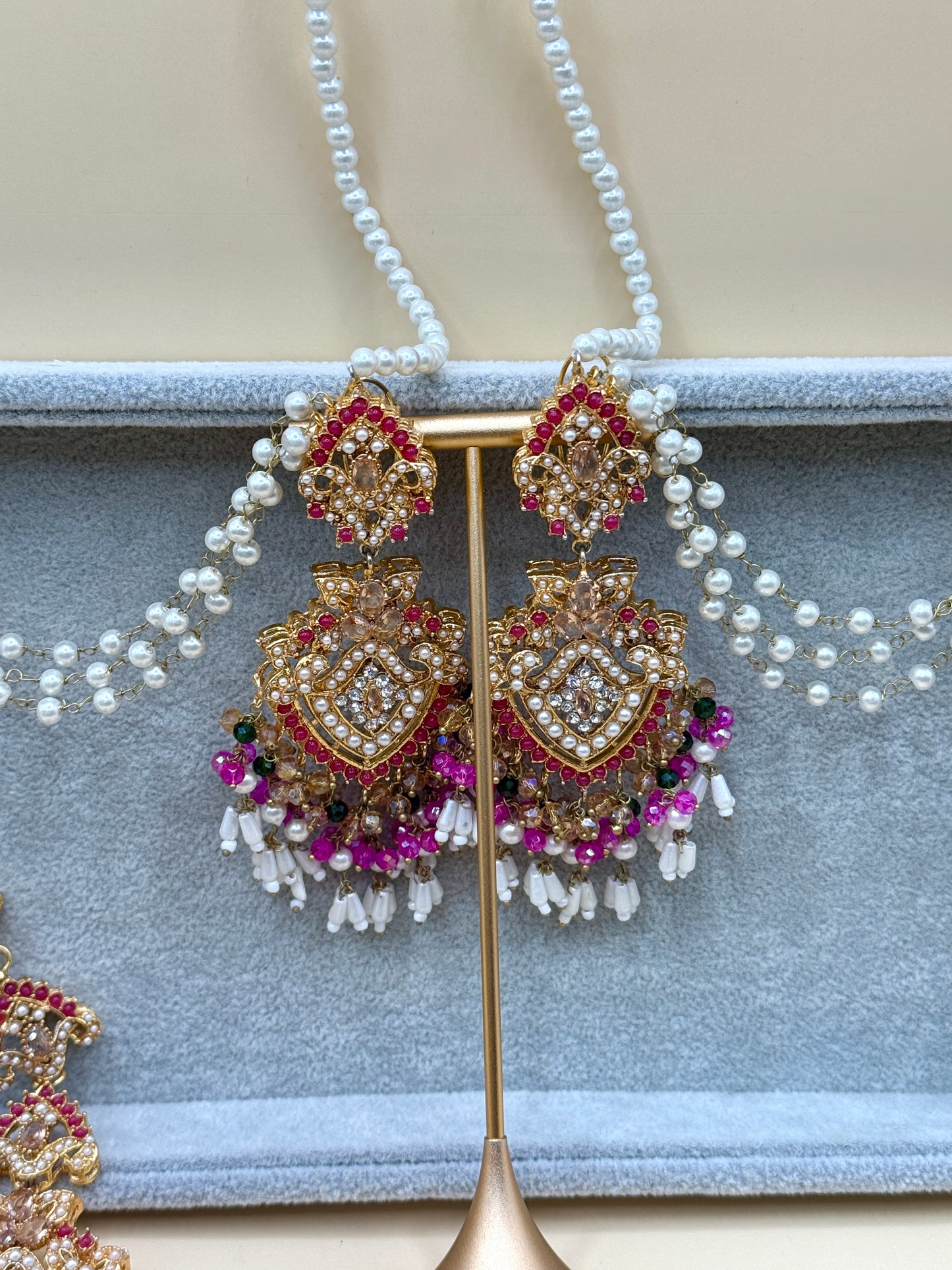 Priya Double Sahara Earrings w/tikka
