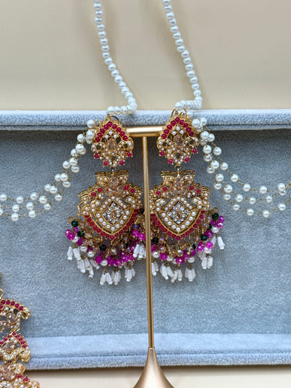 Priya Double Sahara Earrings w/tikka