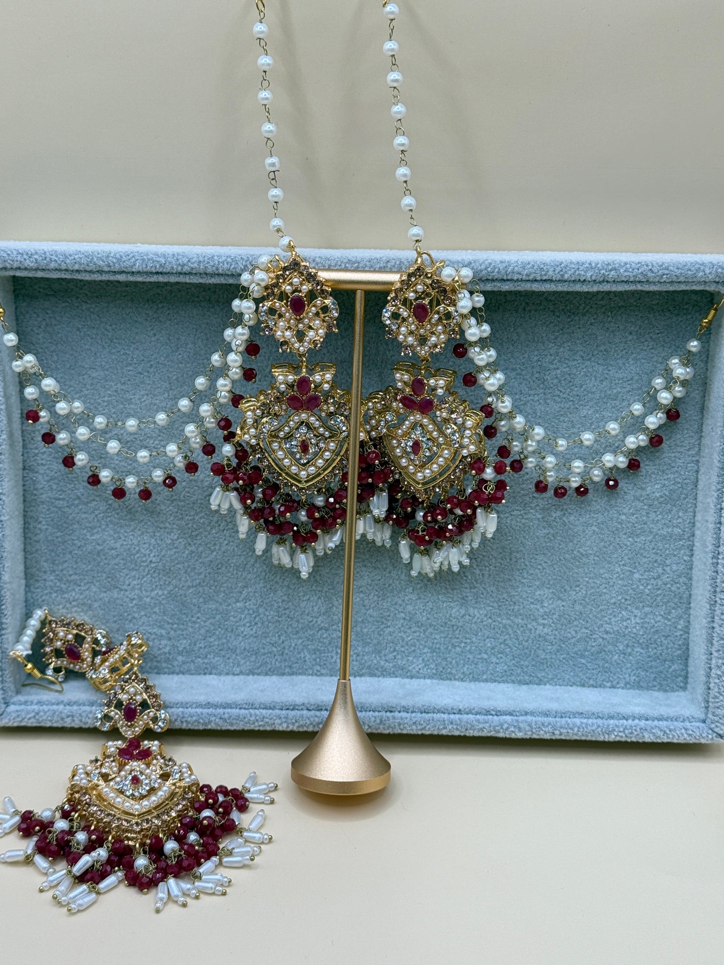 Priya Double Sahara Earrings w/tikka