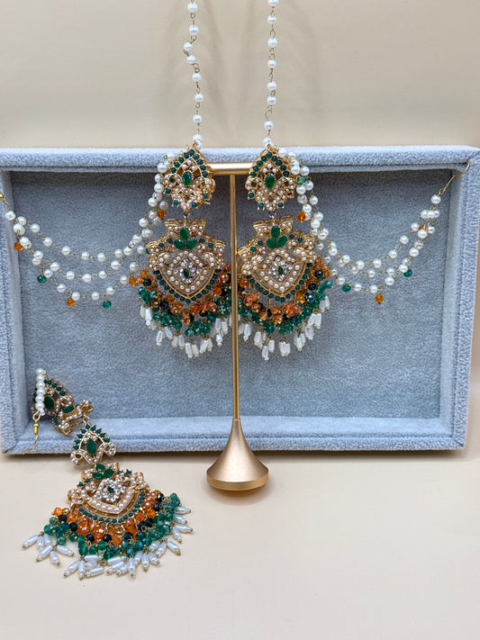 Priya Double Sahara Earrings w/tikka