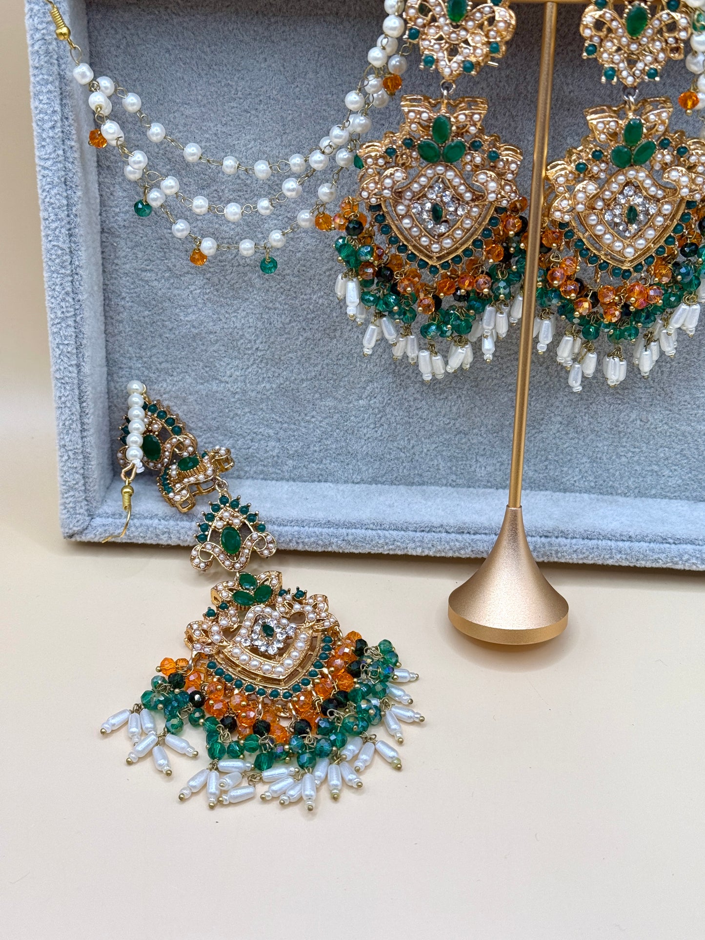 Priya Double Sahara Earrings w/tikka
