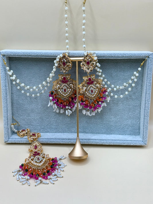 Priya Double Sahara Earrings w/tikka