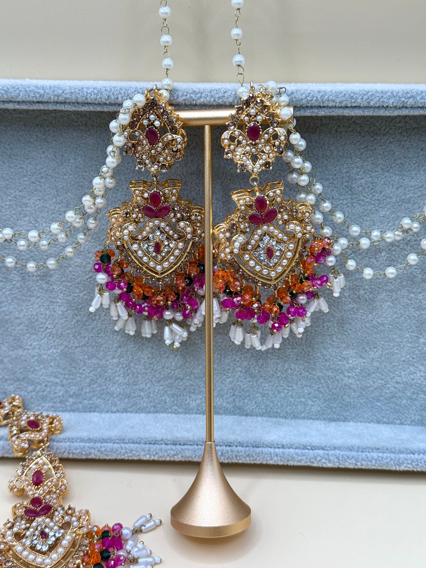 Priya Double Sahara Earrings w/tikka