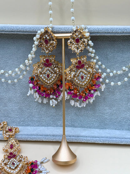 Priya Double Sahara Earrings w/tikka