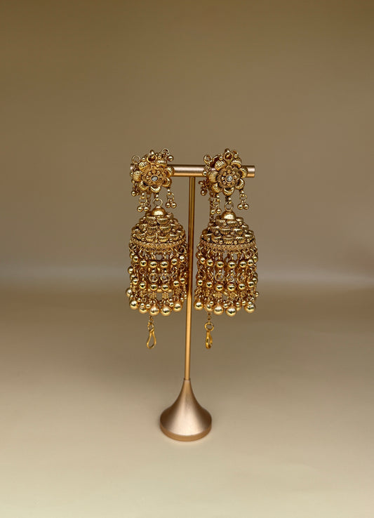Classic Antique Gold Jhumkas