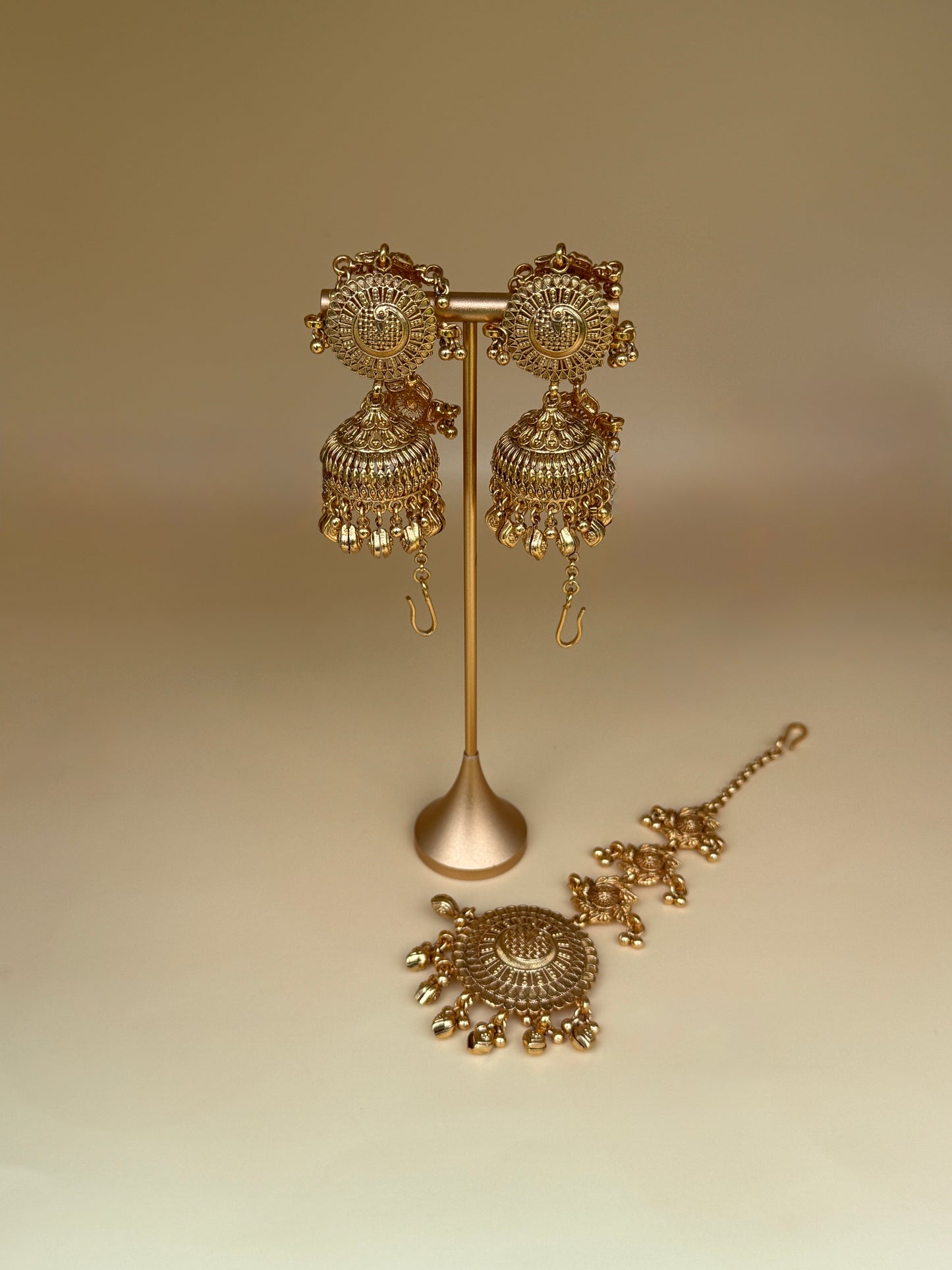 Gold Plated Sahara Jhumka & Tikka Set