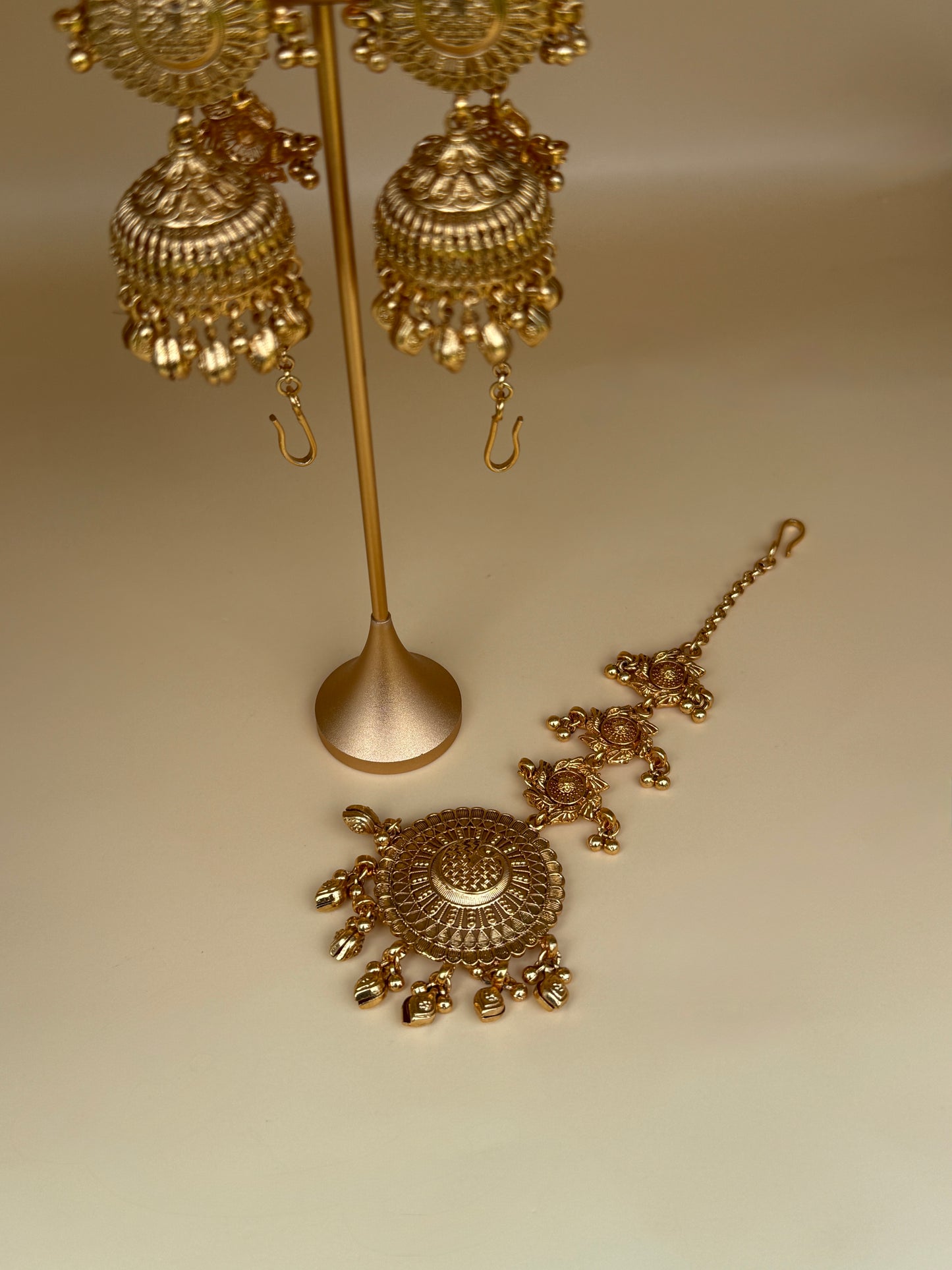 Gold Plated Sahara Jhumka & Tikka Set