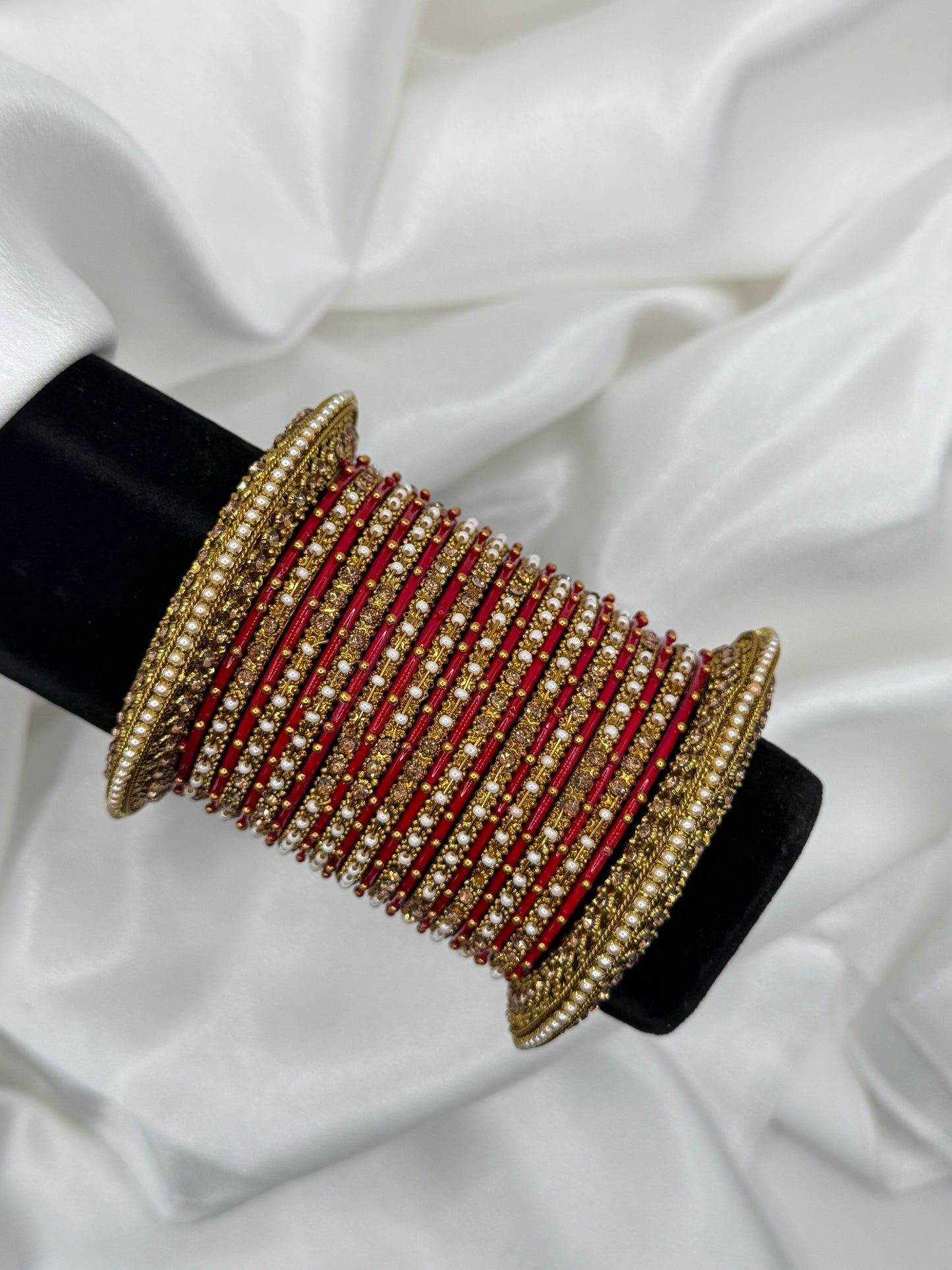 Red & Gold Metal Bangles Set