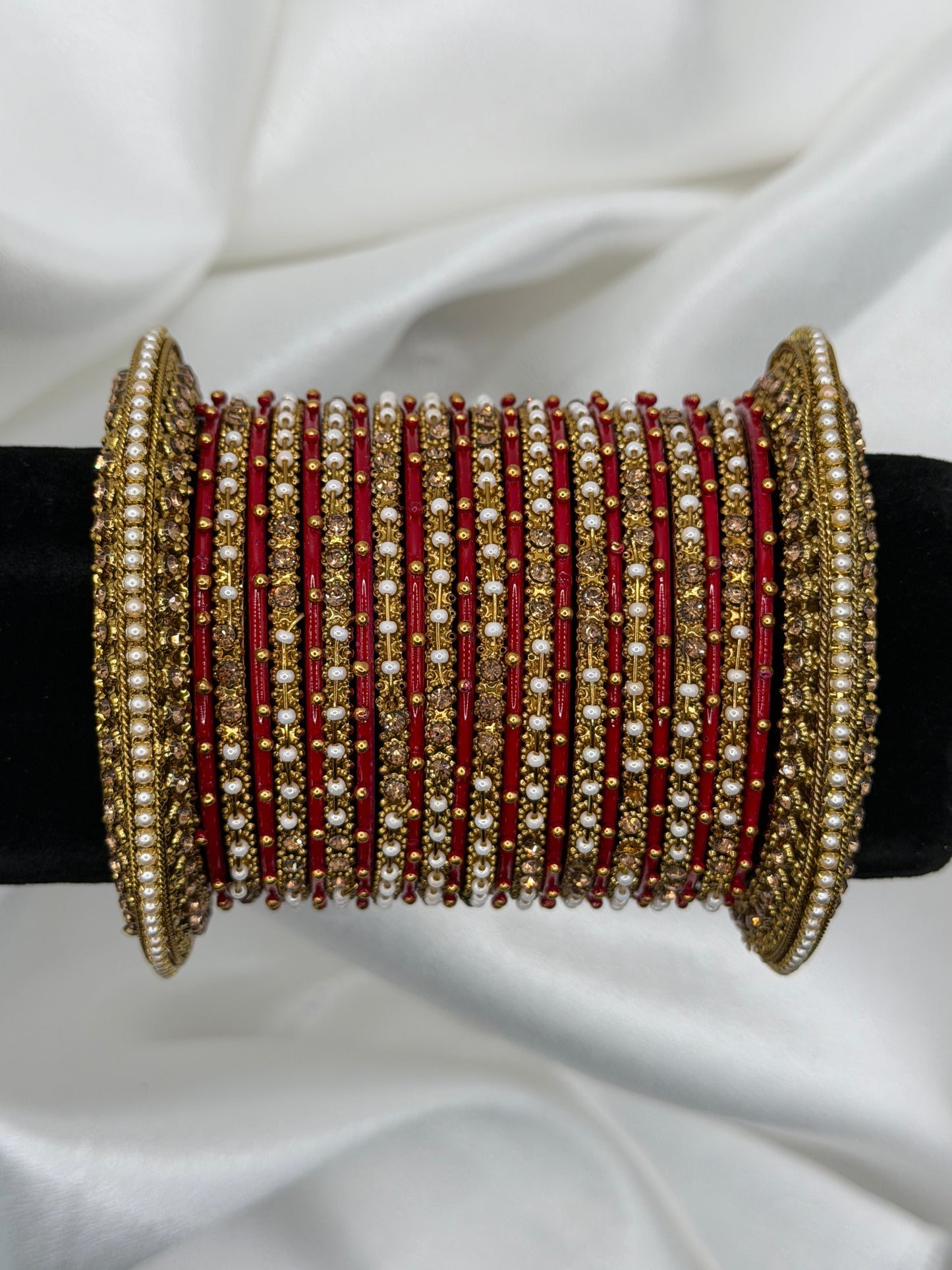 Red & Gold Metal Bangles Set