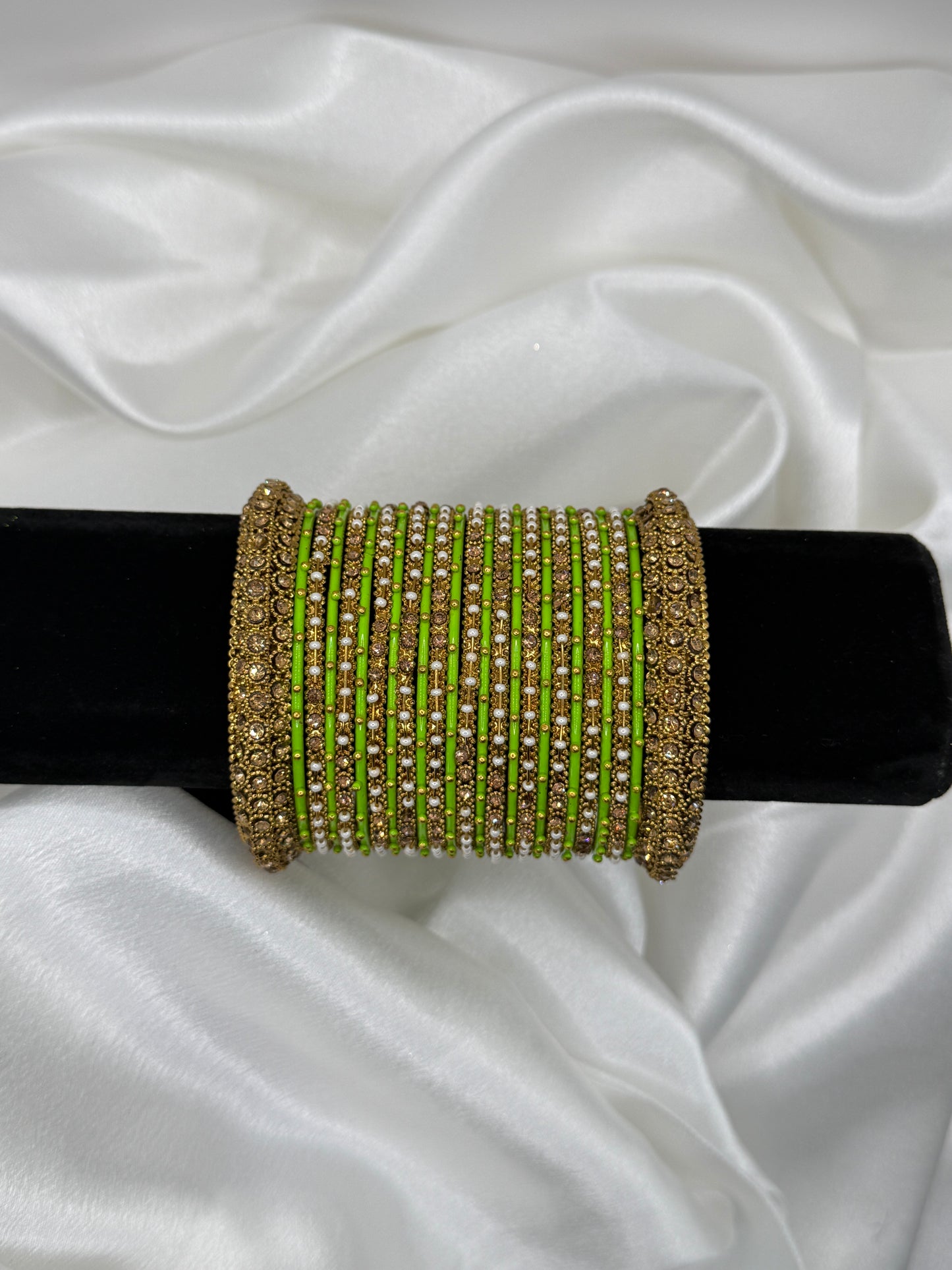 Lime Green Metal Bangles Set