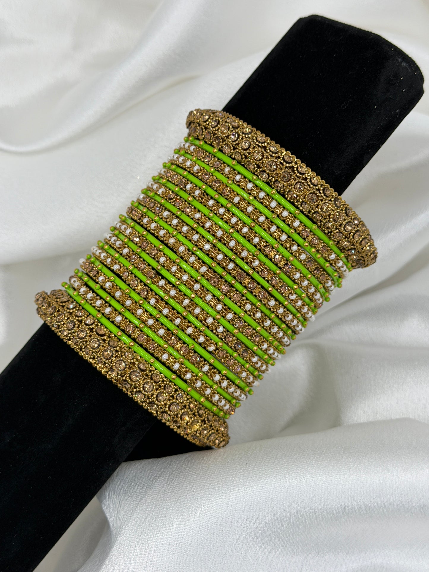 Lime Green Metal Bangles Set
