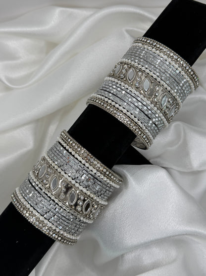 Sliver Metal Bangles Set
