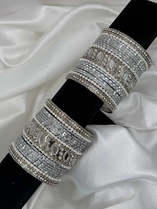 Sliver Metal Bangles Set