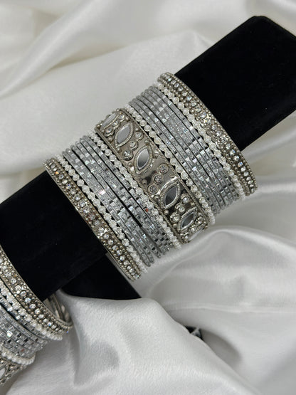Sliver Metal Bangles Set