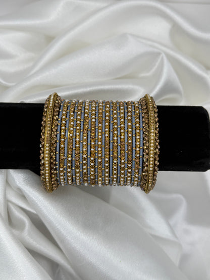 Sliver Grey Metal Bangles Set