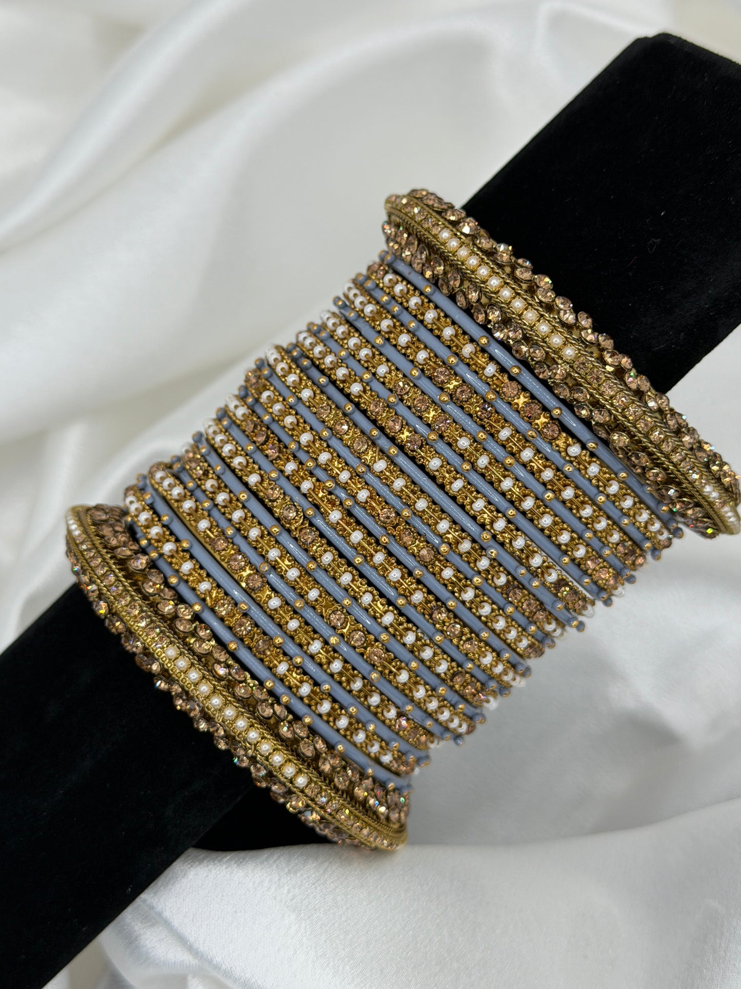 Sliver Grey Metal Bangles Set